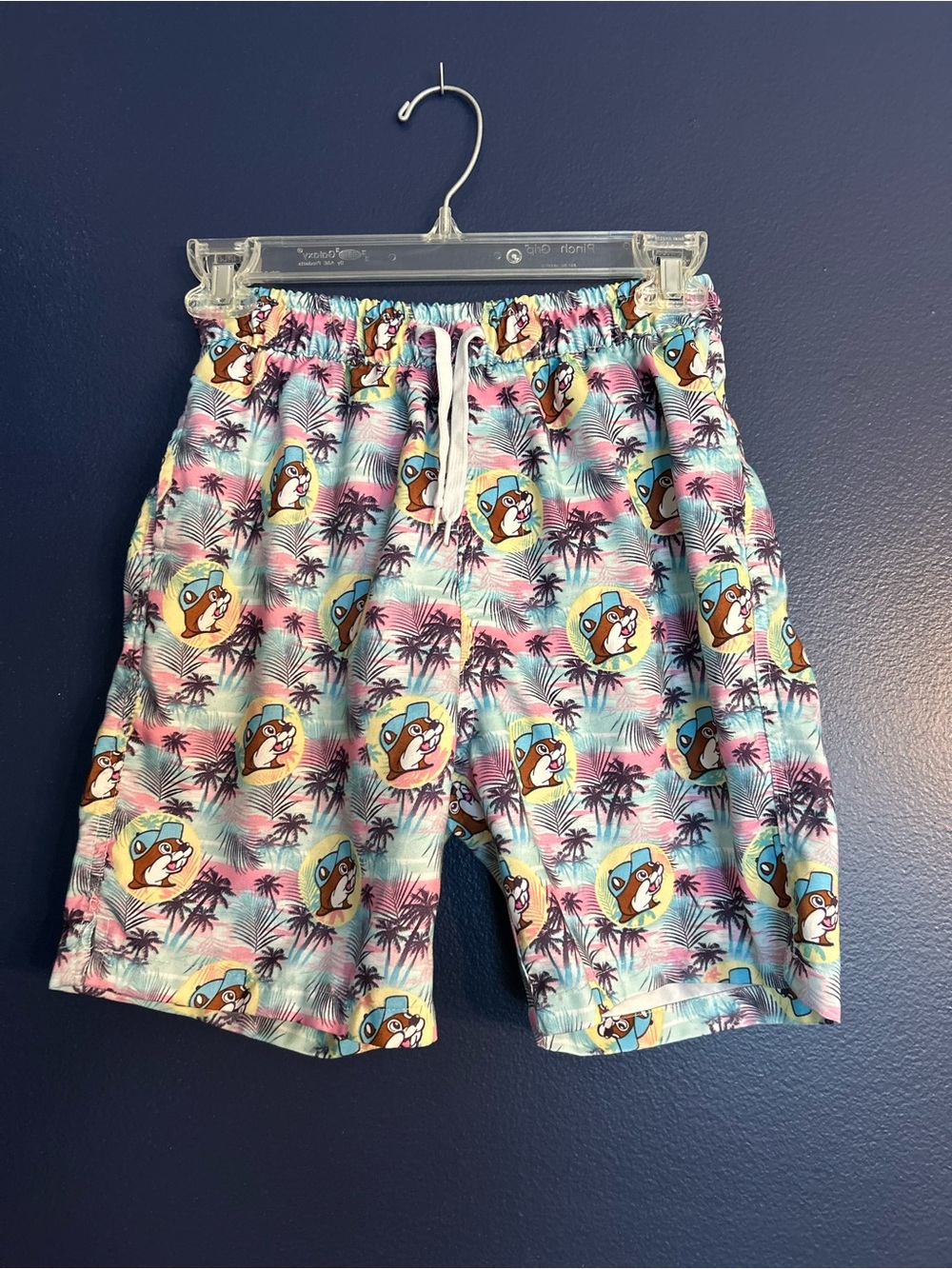 Kids Multicolor Cartoon Palm Print Swim Trunks